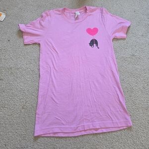 Pink Graphic Cat Heart Tee